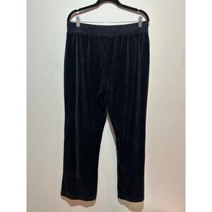 Y2k Velours lounge pants black womens L wide leg elastic waist